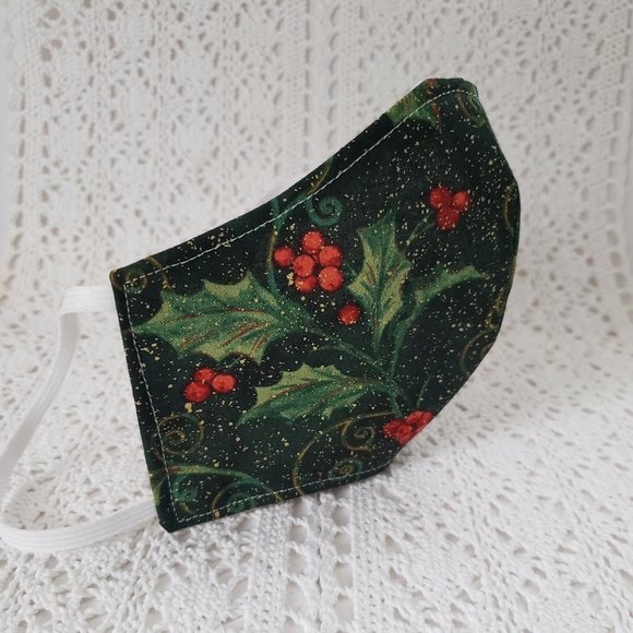 Face Mask Christmas Bling Green Red Black Handmade